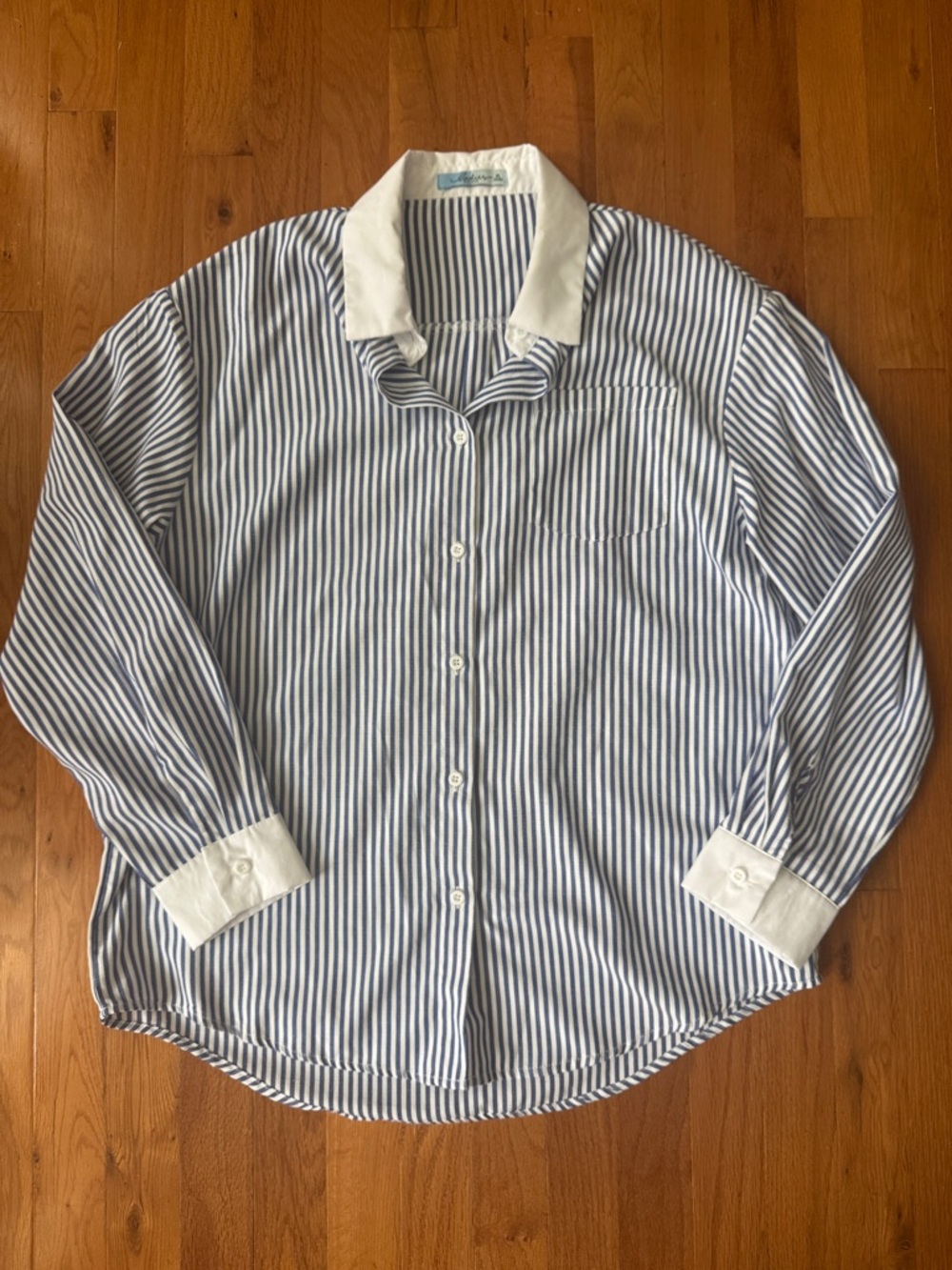 Ladies GALENO Blue and White Striped Women's Button Down Shirt